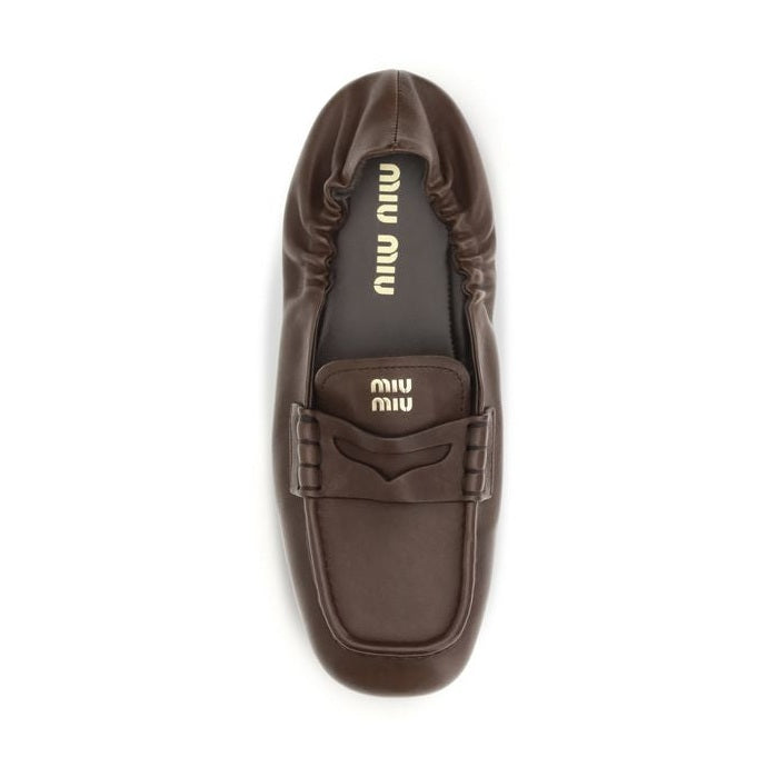Miu Miu Brown Lamb Ovis Aries Aries Slip-On Loafers
