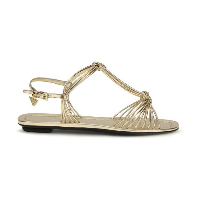 Prada Gold Calf Leather Bos Taurus Flat Sandals