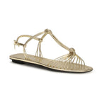 Prada Gold Calf Leather Bos Taurus Flat Sandals