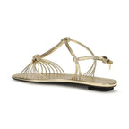 Prada Gold Calf Leather Bos Taurus Flat Sandals