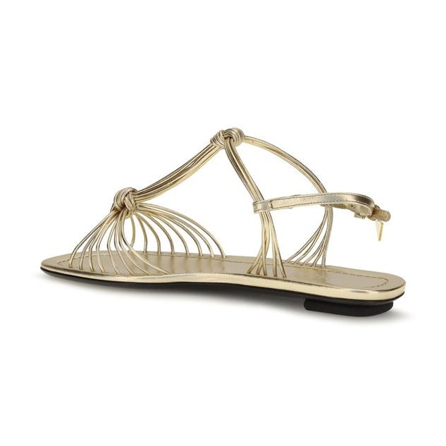 Prada Gold Calf Leather Bos Taurus Flat Sandals
