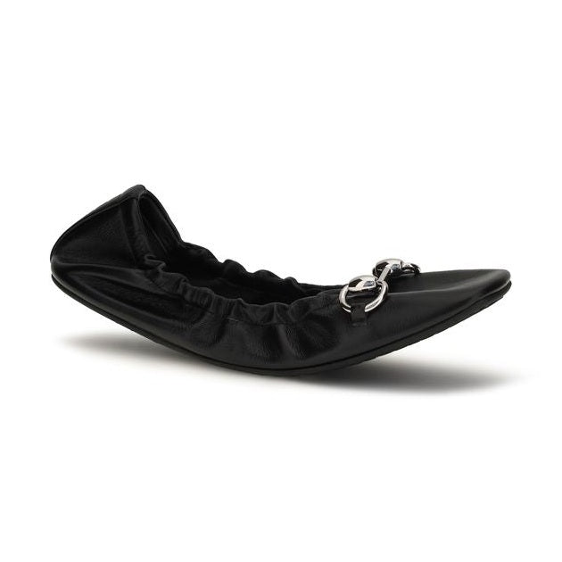 Gucci Black Calf Leather Bos Taurus Ballet Flats