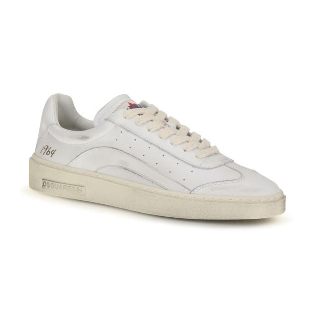 Dsquared² White Calf Leather Bos Taurus Low Top Sneakers