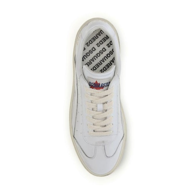 Dsquared² White Calf Leather Bos Taurus Low Top Sneakers
