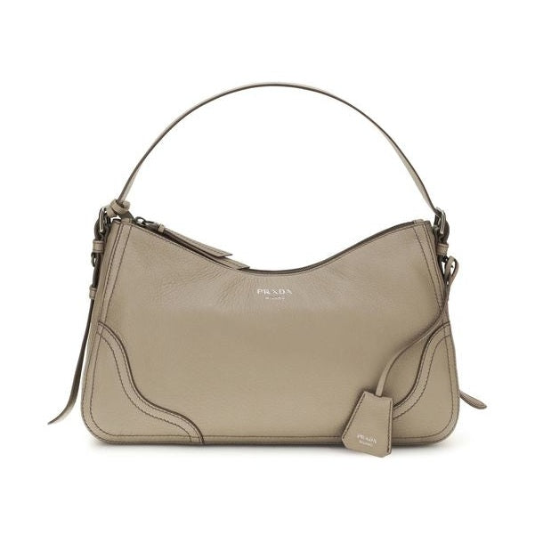 Prada Gray Calf Leather Bos Taurus Shoulder Bag