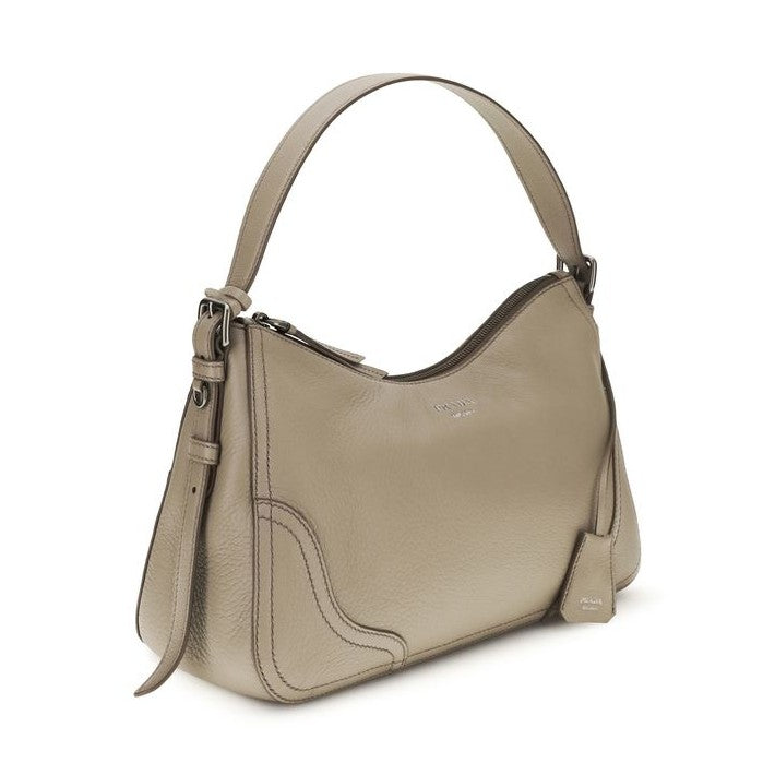 Prada Gray Calf Leather Bos Taurus Shoulder Bag