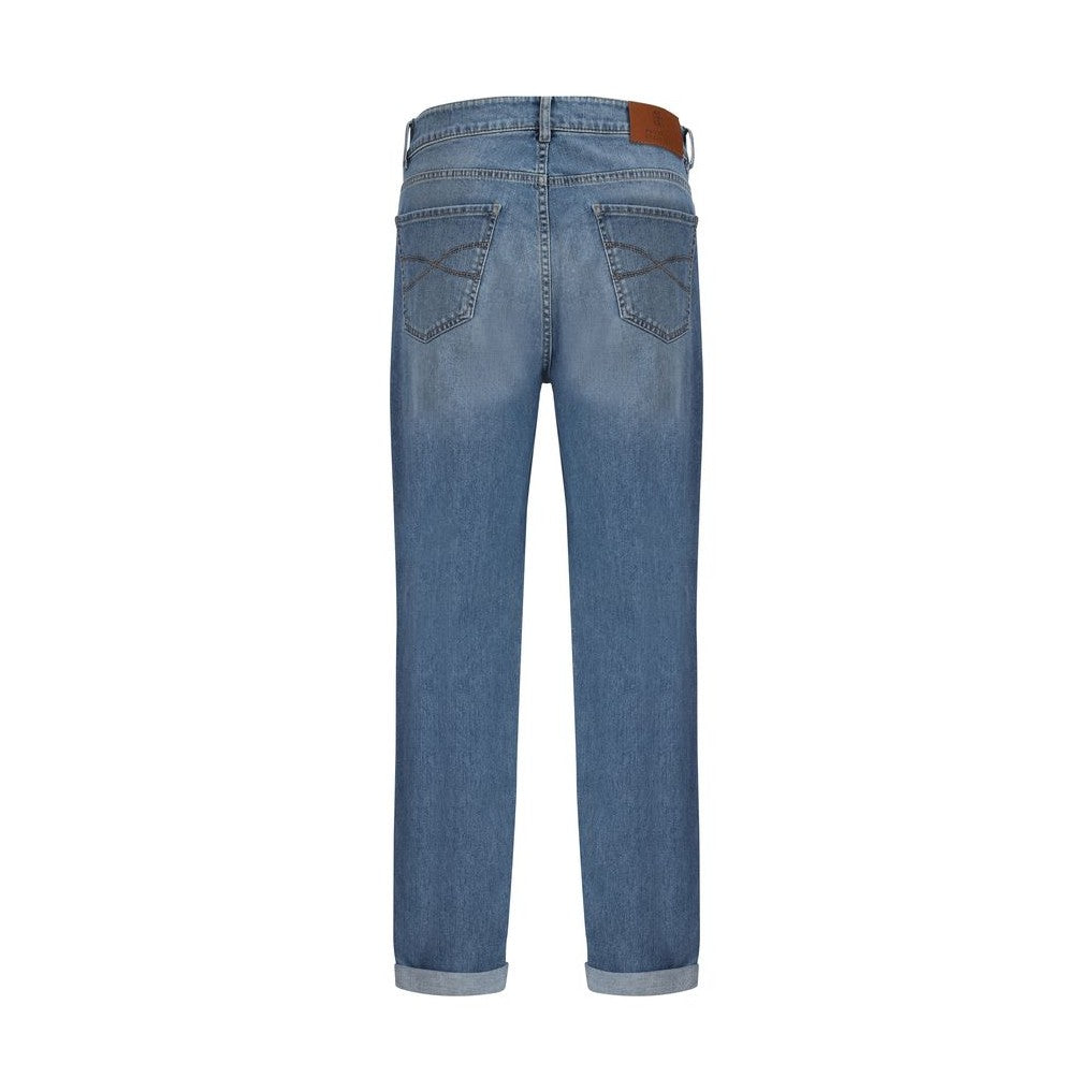 Brunello Cucinelli Blue Cotton Straight-Leg Jeans