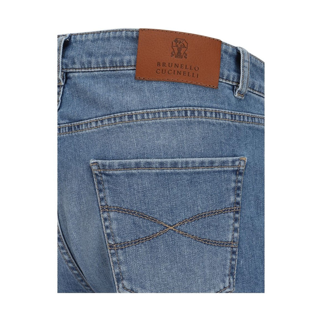 Brunello Cucinelli Blue Cotton Straight-Leg Jeans
