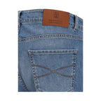 Brunello Cucinelli Blue Cotton Straight-Leg Jeans