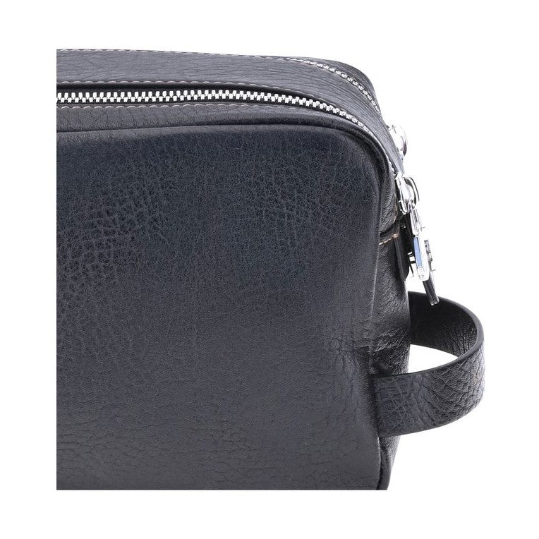 Brunello Cucinelli Black Calf Leather Bos Taurus Airpod Holder