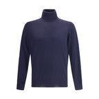 Brunello Cucinelli Blue Wool Oves Aries Turtleneck