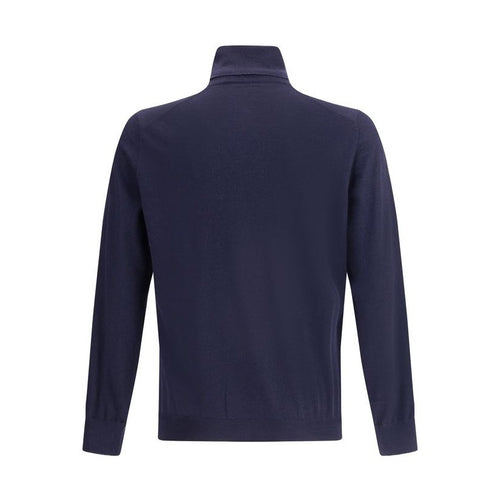 Brunello Cucinelli Blue Wool Oves Aries Turtleneck