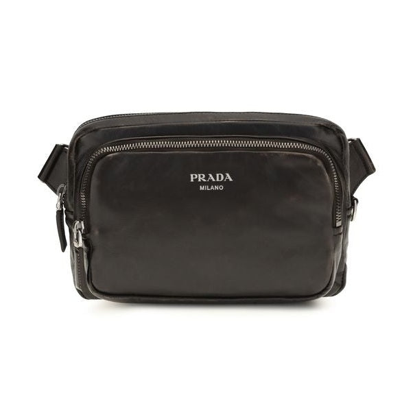 Prada Brown Calf Leather Bos Taurus Shoulder Bag