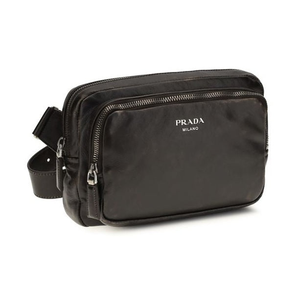 Prada Brown Calf Leather Bos Taurus Shoulder Bag