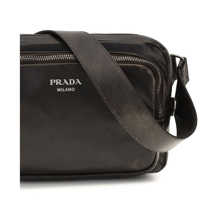 Prada Brown Calf Leather Bos Taurus Shoulder Bag