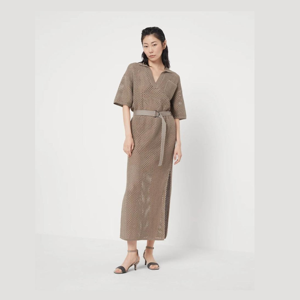 Brunello Cucinelli Brown Cotton Casual Dress