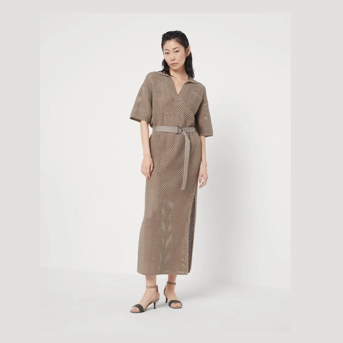 Brunello Cucinelli Brown Cotton Casual Dress