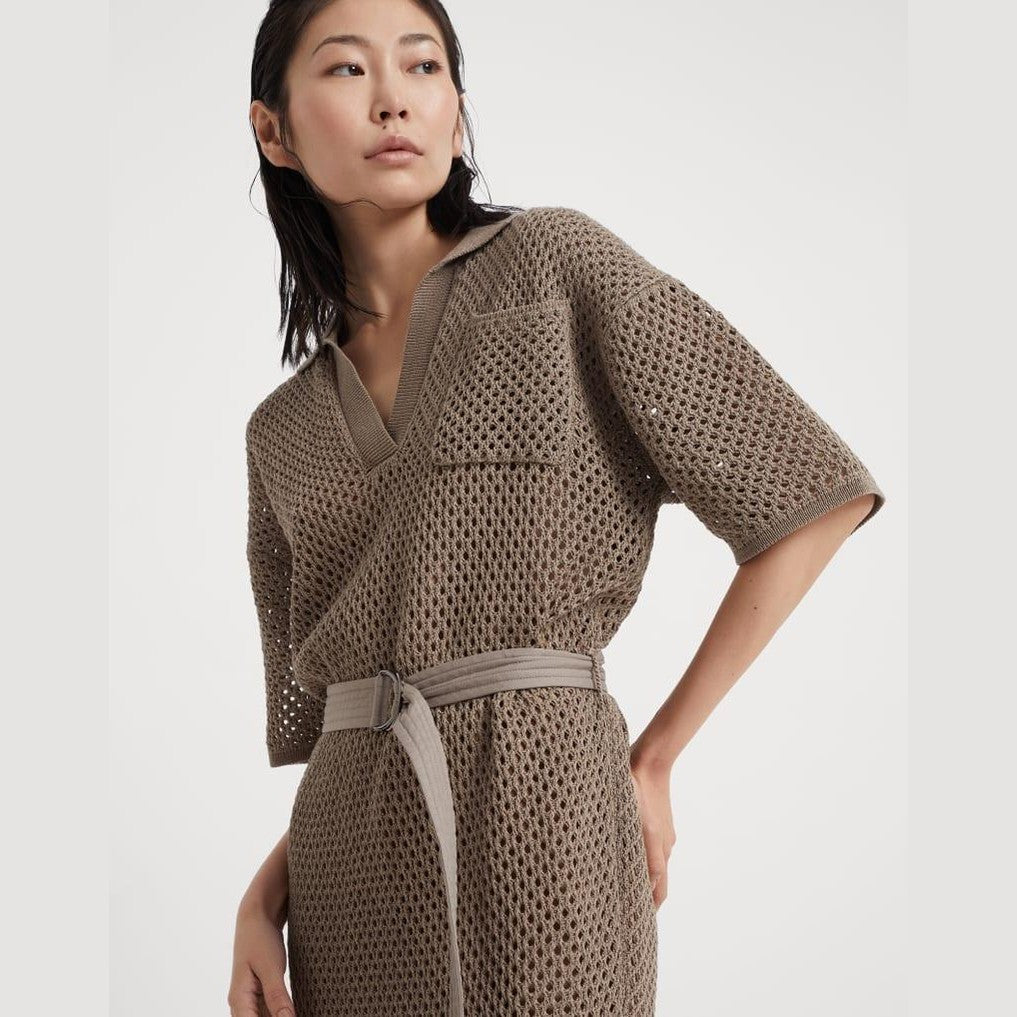 Brunello Cucinelli Brown Cotton Casual Dress