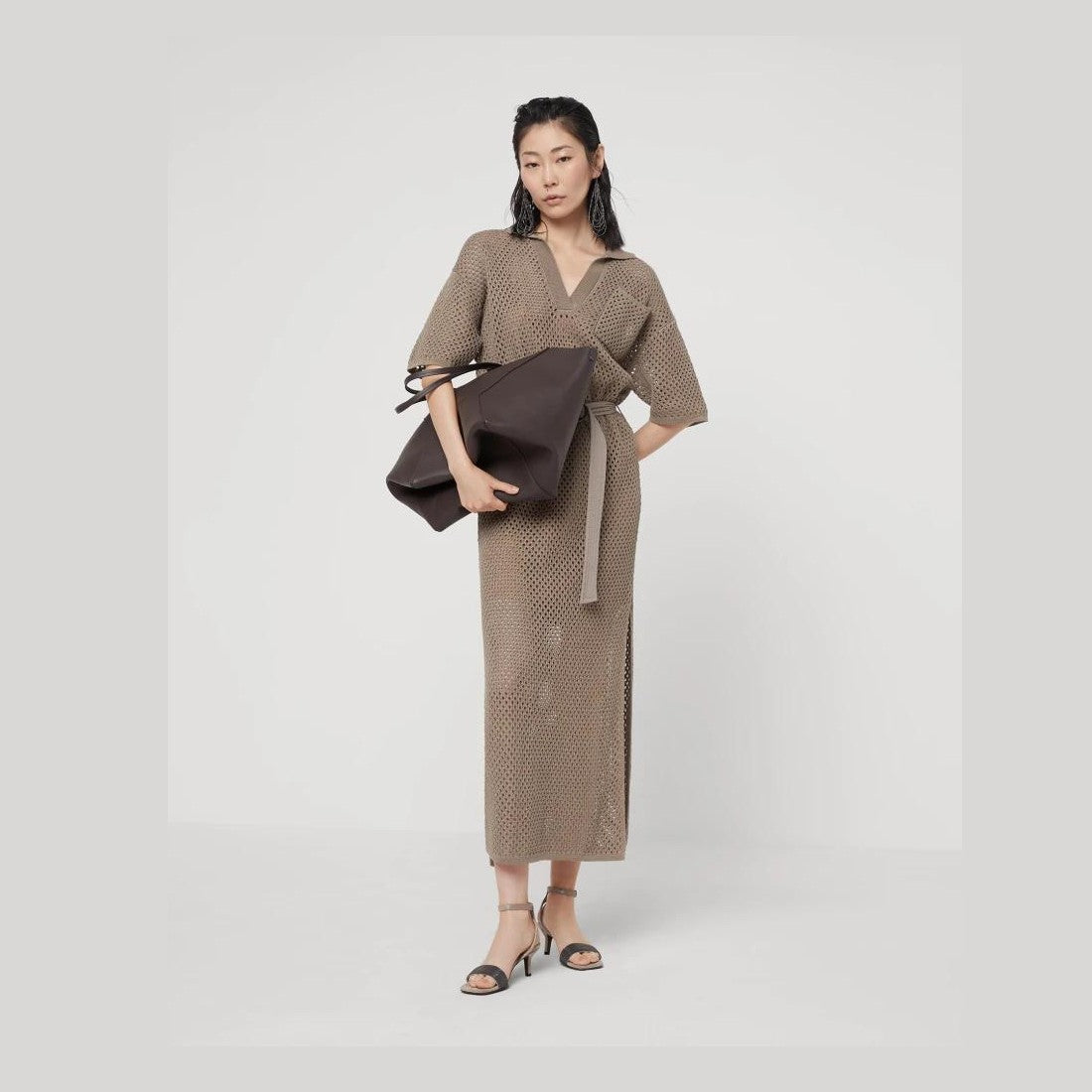 Brunello Cucinelli Brown Cotton Casual Dress