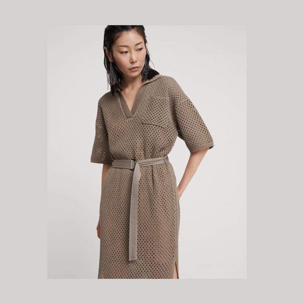 Brunello Cucinelli Brown Cotton Casual Dress