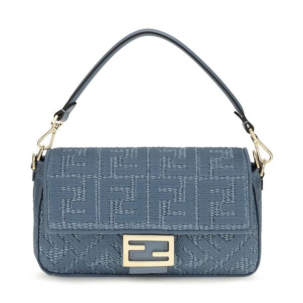 Fendi Blue Raffia Shoulder Bag