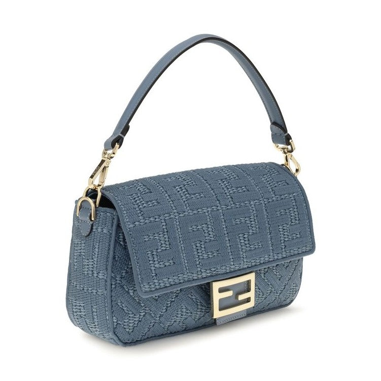 Fendi Blue Raffia Shoulder Bag