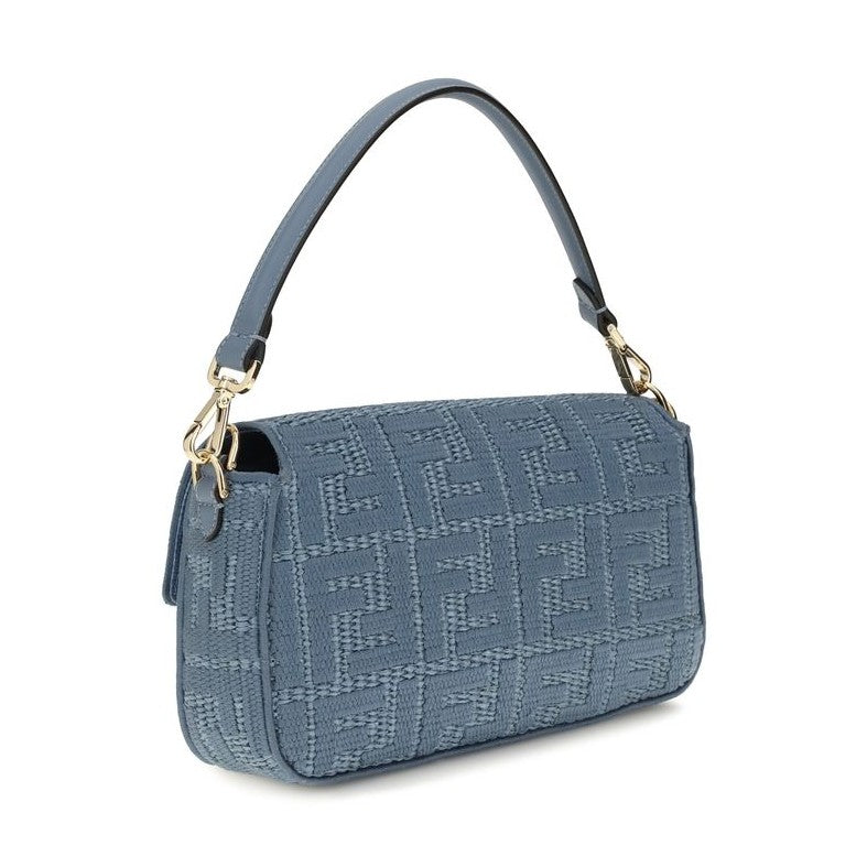 Fendi Blue Raffia Shoulder Bag