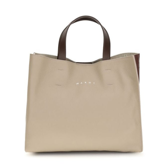 Marni Beige Calf Leather Bos Taurus Shoulder Bag