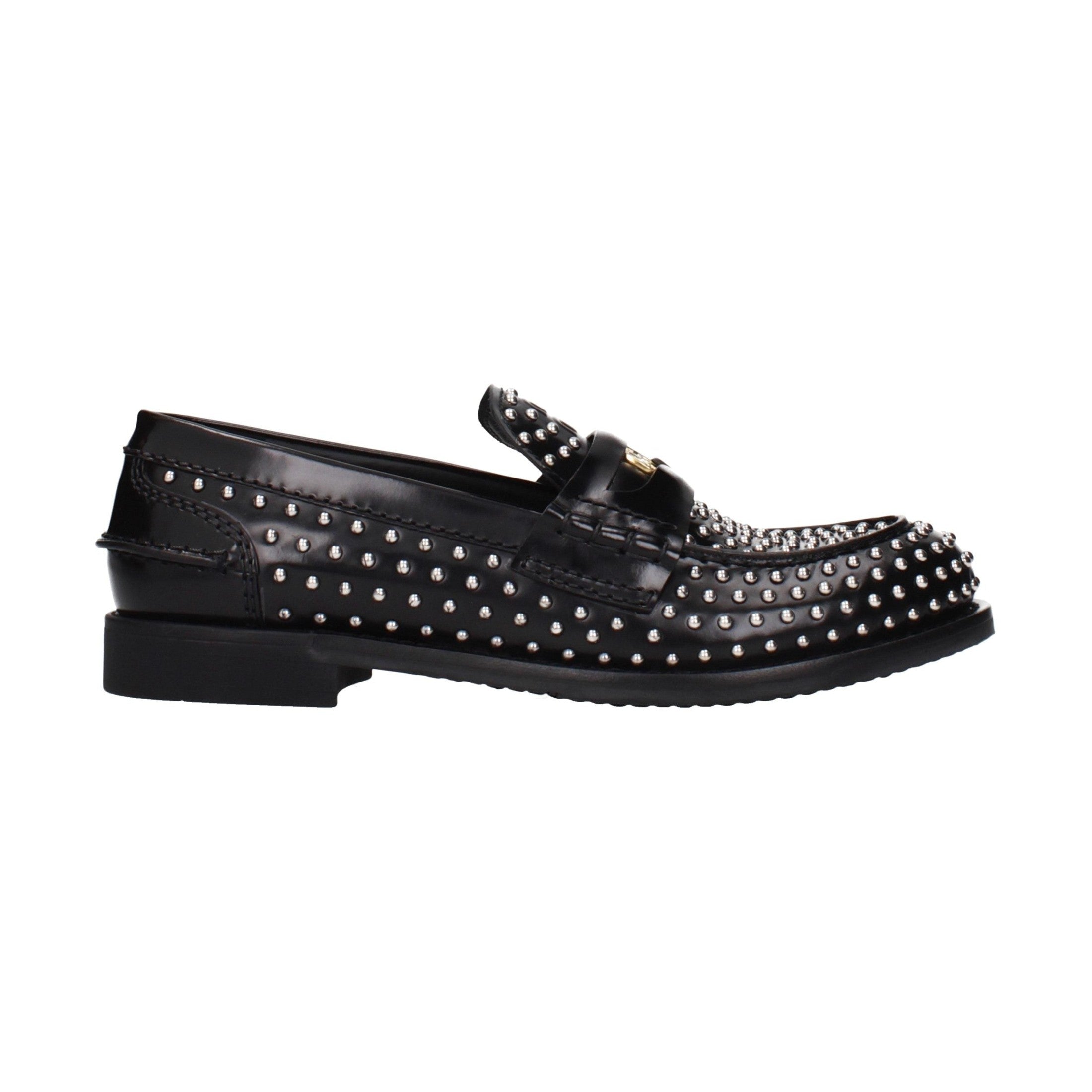 Miu Miu Black Leather Slip-On Loafers