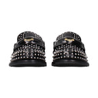 Miu Miu Black Leather Slip-On Loafers