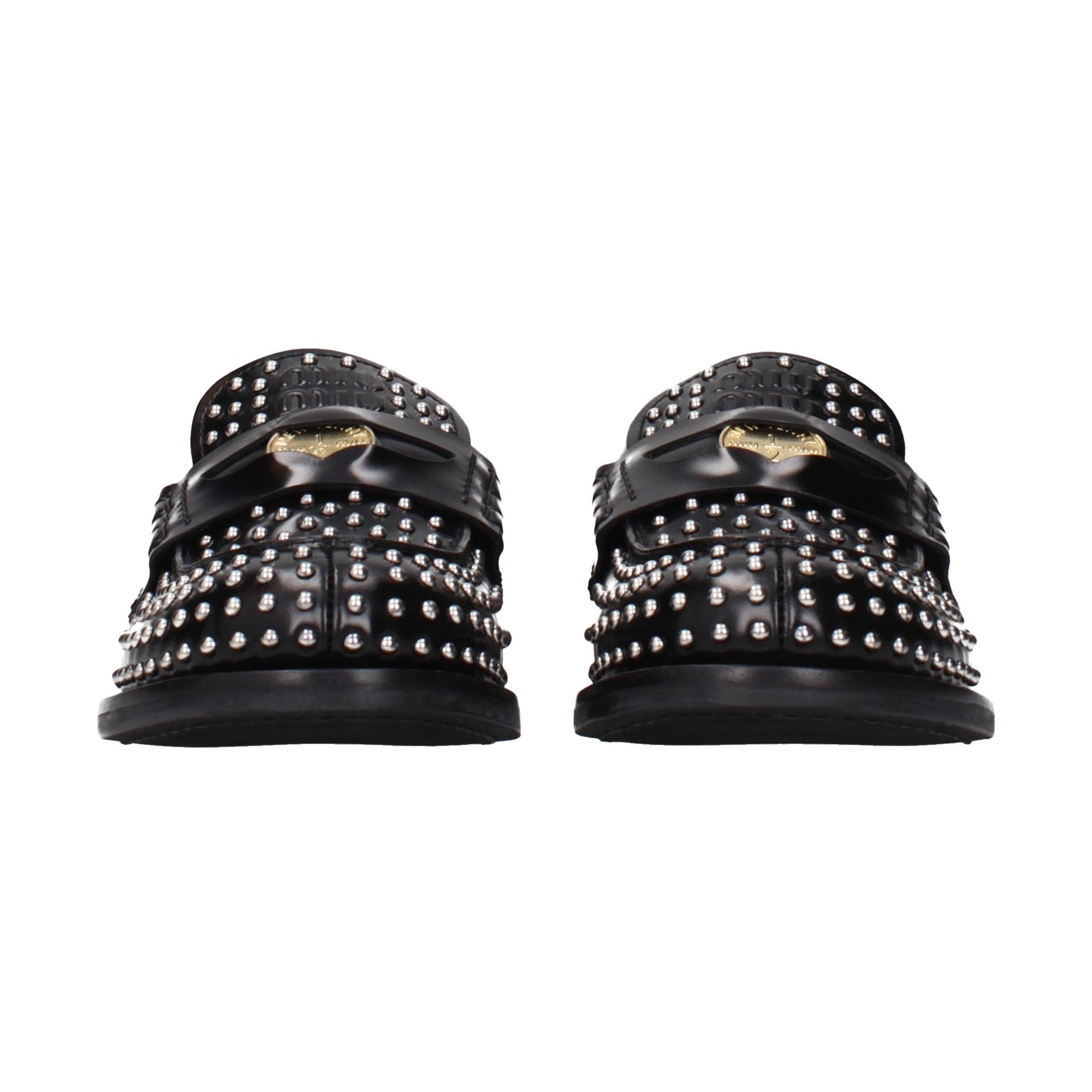 Miu Miu Black Leather Slip-On Loafers