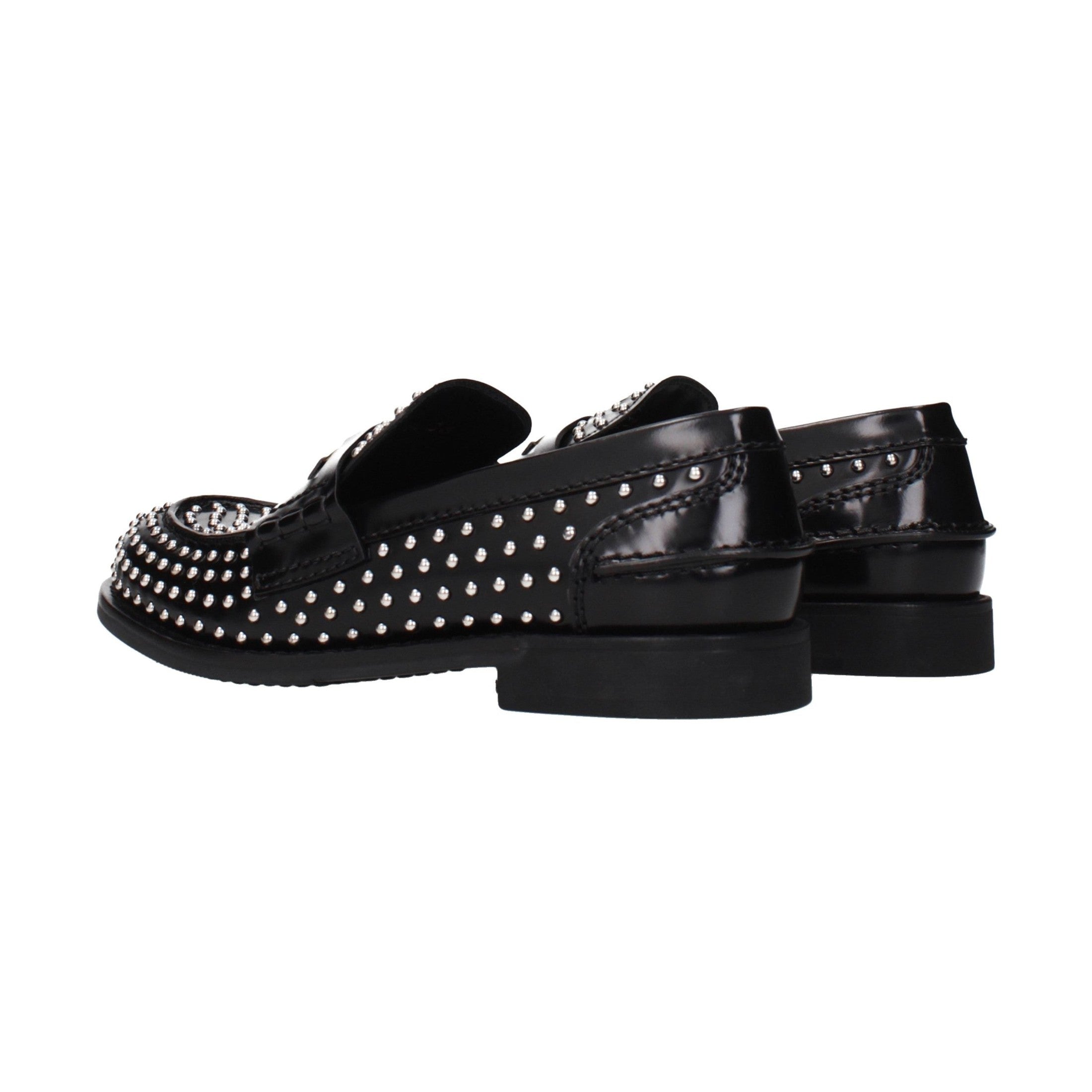 Miu Miu Black Leather Slip-On Loafers