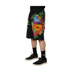Dolce & Gabbana Black Cotton Tropical Floral Bermuda Shorts