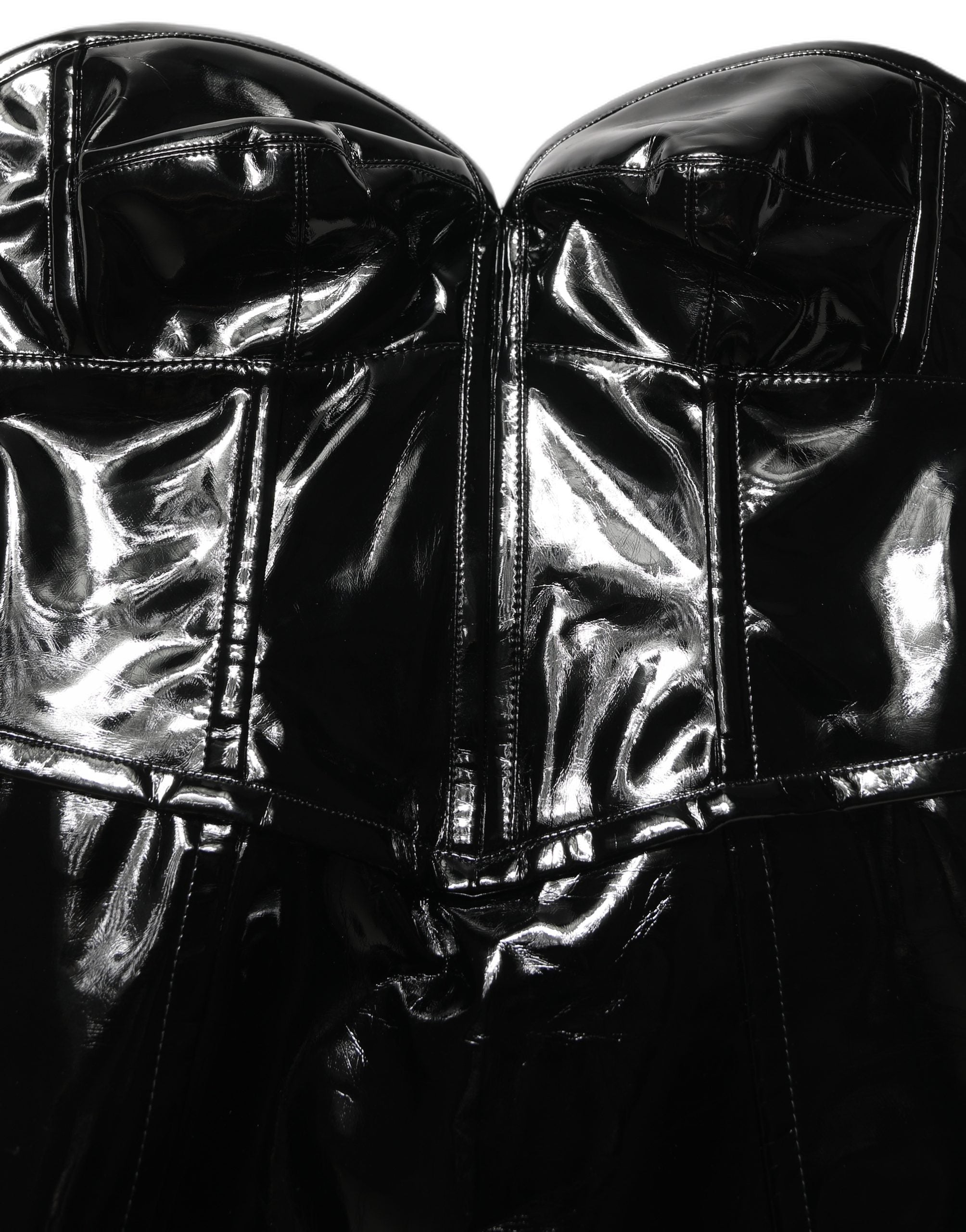 Black Patent Leather Corset Style Mini Dress
