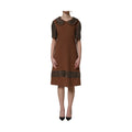Brown Wool Rhinestone Embellished Midi Dress