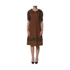 Dolce & Gabbana Brown Wool Rhinestone Embellished Midi Dress