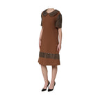 Dolce & Gabbana Brown Wool Rhinestone Embellished Midi Dress