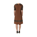 Dolce & Gabbana Brown Wool Rhinestone Embellished Midi Dress