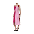 Dolce & Gabbana Two Tone Pink Wool Sleeveless Midi Dress