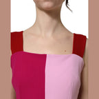 Dolce & Gabbana Two Tone Pink Wool Sleeveless Midi Dress