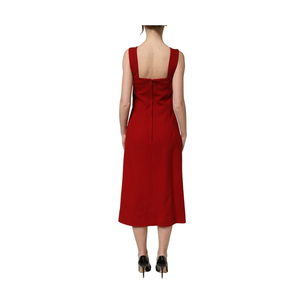 Dolce & Gabbana Two Tone Pink Wool Sleeveless Midi Dress