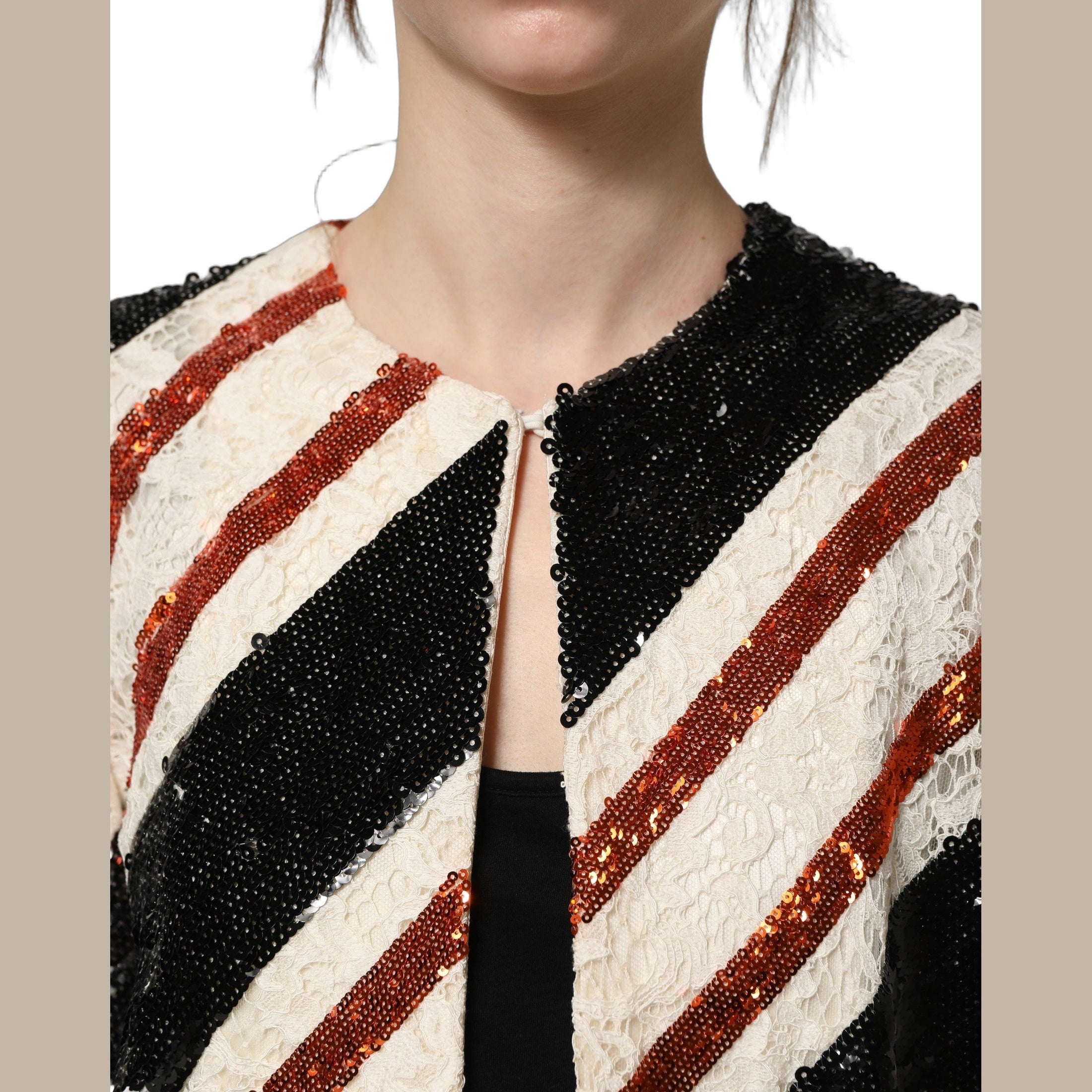 Dolce & Gabbana Multicolor Stripe Sequin Duster Coat Jacket
