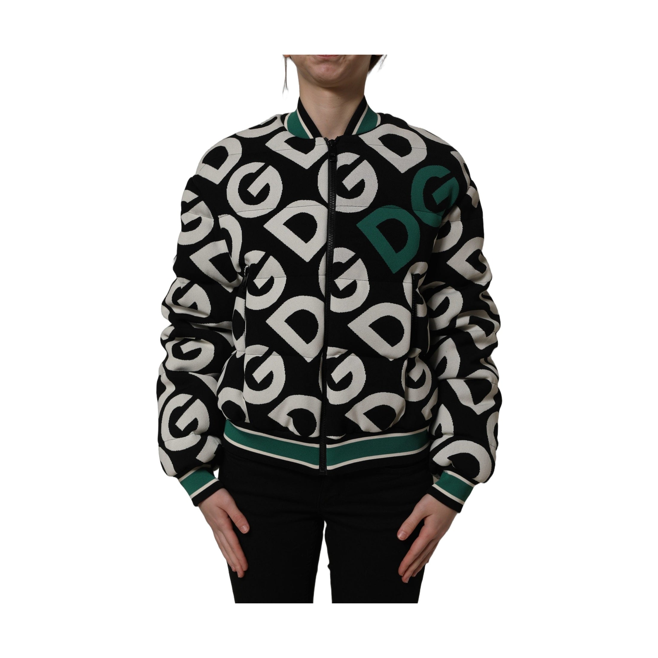 Dolce & Gabbana Multicolor Logo Full Zip Bomber Jacket