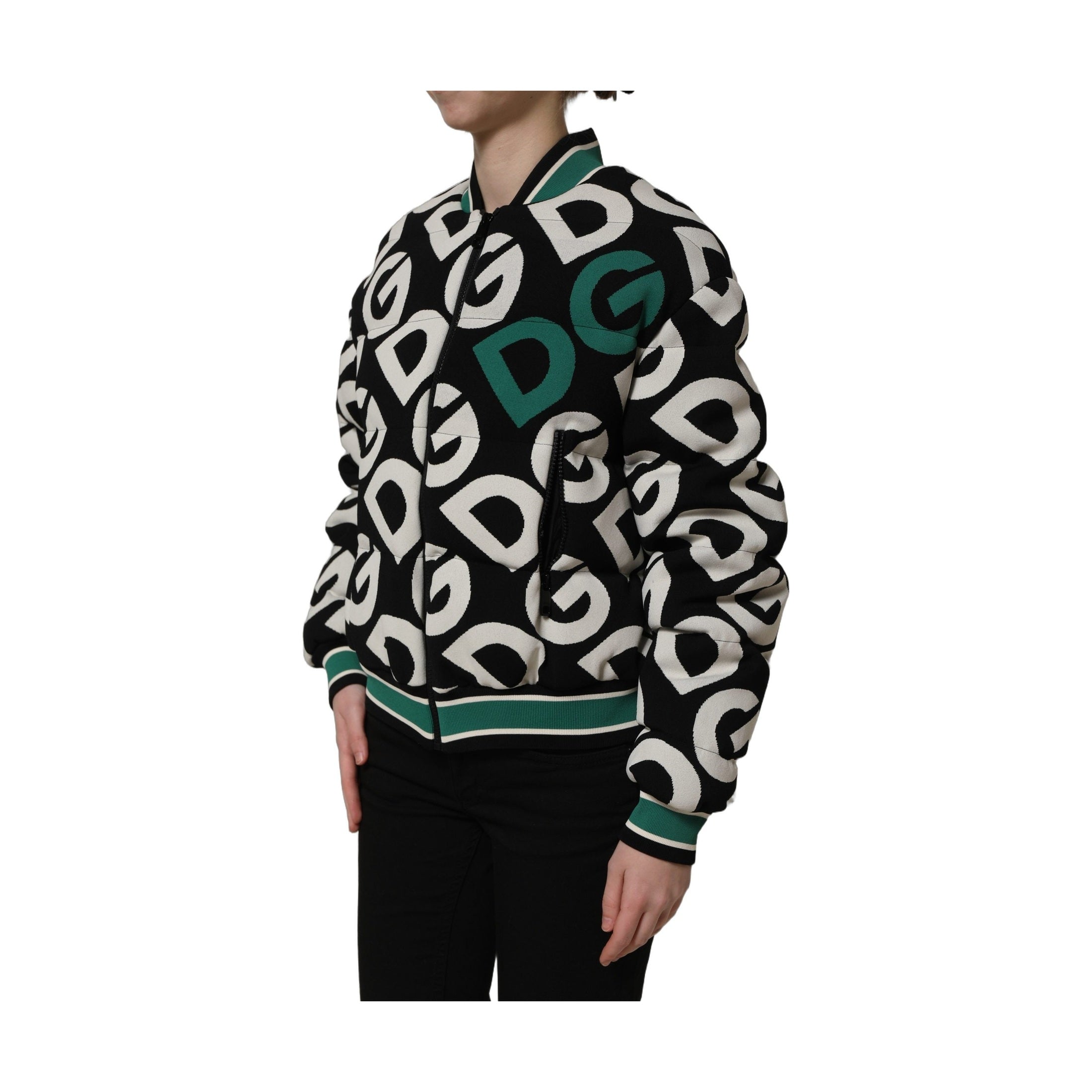 Dolce & Gabbana Multicolor Logo Full Zip Bomber Jacket