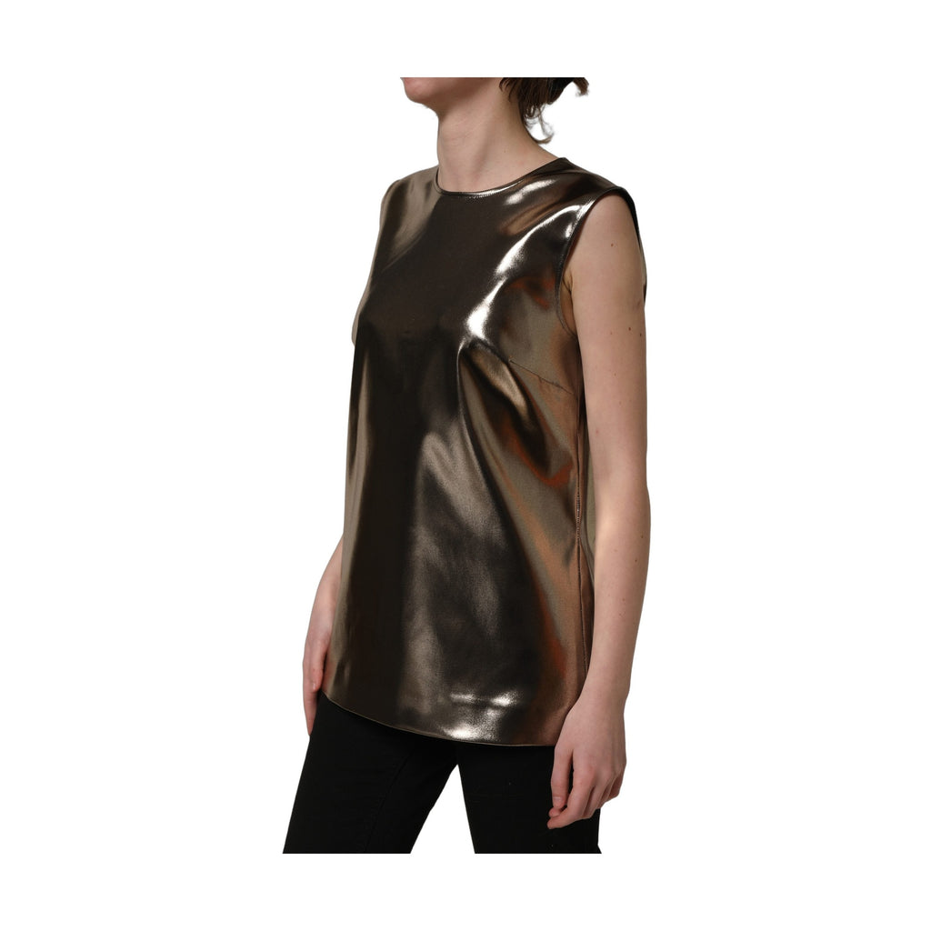 Dolce & Gabbana Metallic Bronze Roundneck SleevelessTank Top