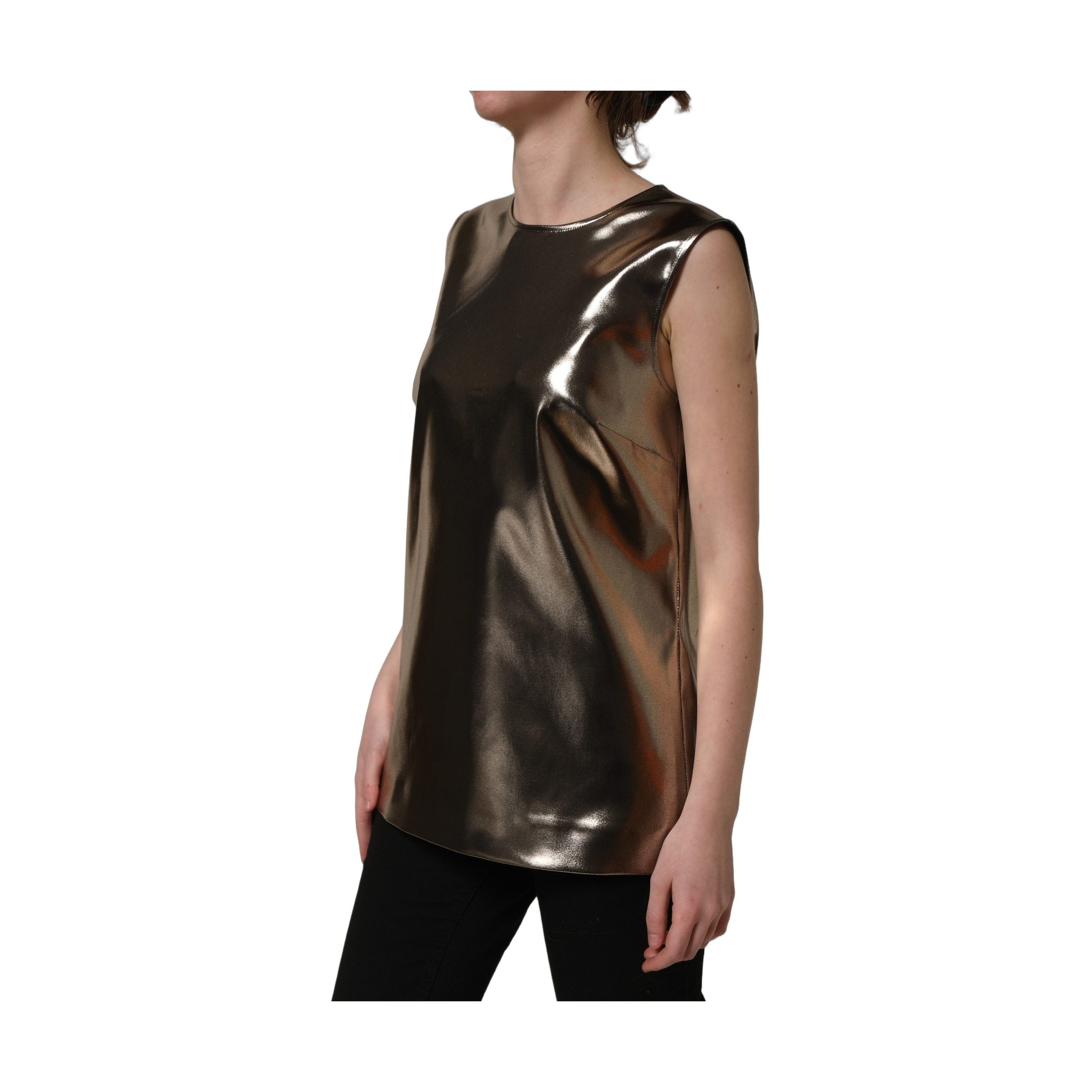 Dolce & Gabbana Metallic Bronze Roundneck SleevelessTank Top