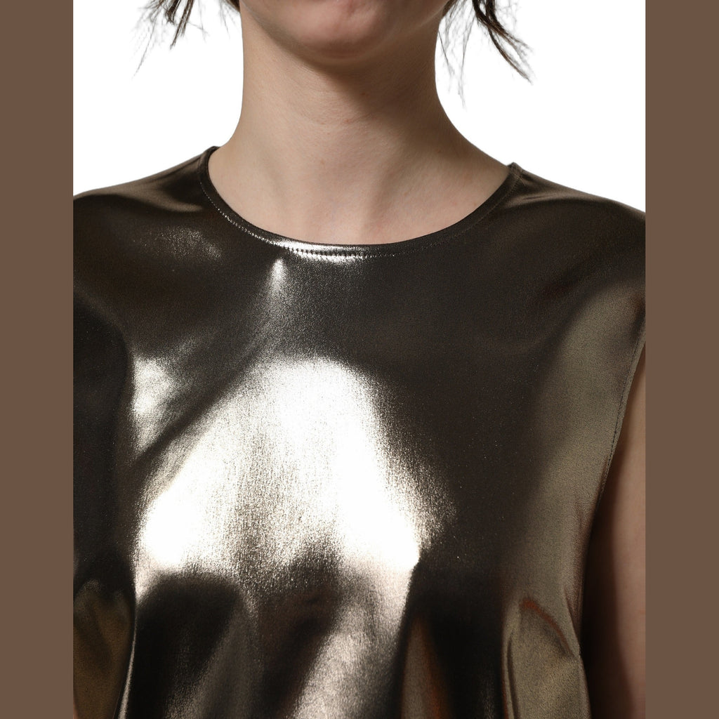 Dolce & Gabbana Metallic Bronze Roundneck SleevelessTank Top