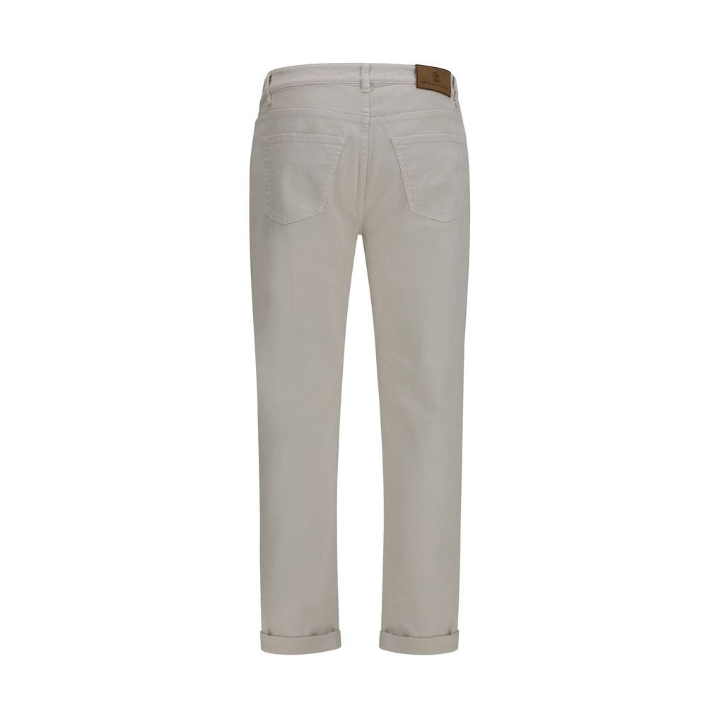 Brunello Cucinelli White Cotton Straight-Leg Jeans