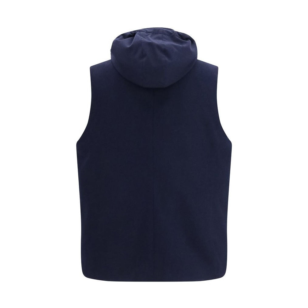Brunello Cucinelli Blue Wool Oves Aries Sleeveless Jacket