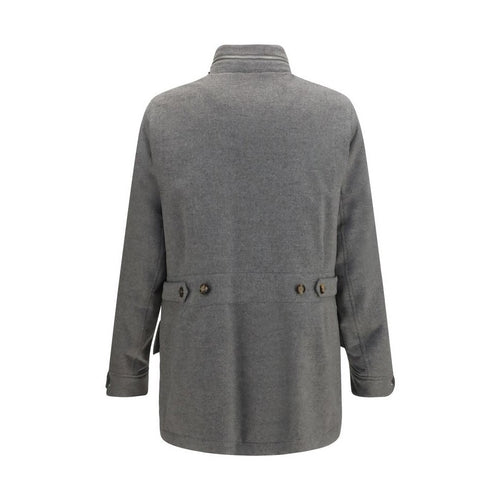 Brunello Cucinelli Gray Cashmere Full-Length Jacket
